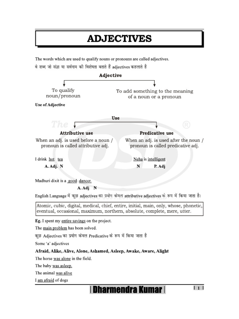 145) PDF Notes Notes 10 Adjective Note | PDF