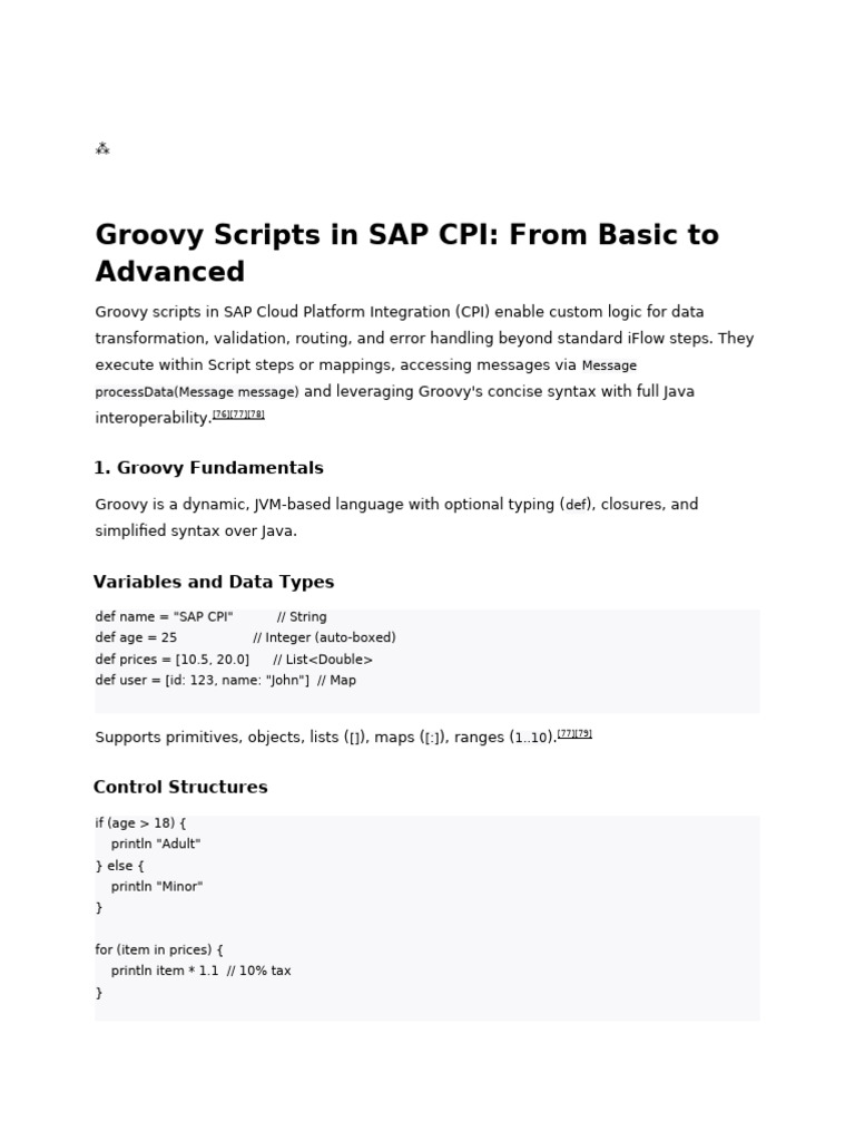 Groovy Scripts for SAP CPI: A Guide | PDF | Object Oriented Programming ...