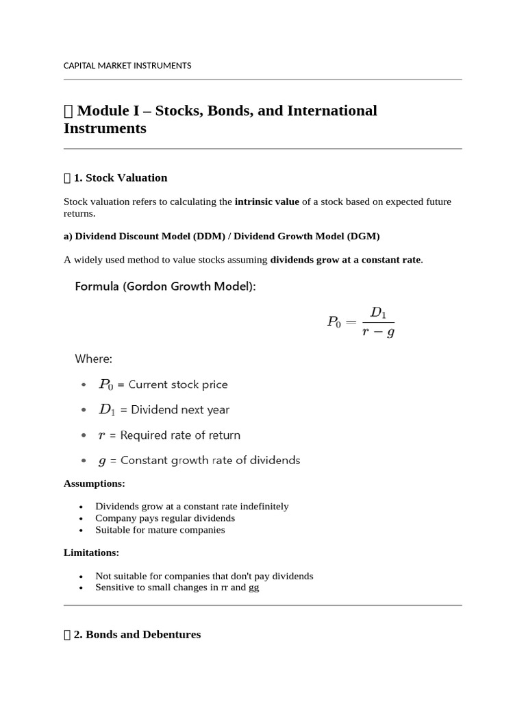 Capital Market Instruments Overview | PDF | Futures Contract ...