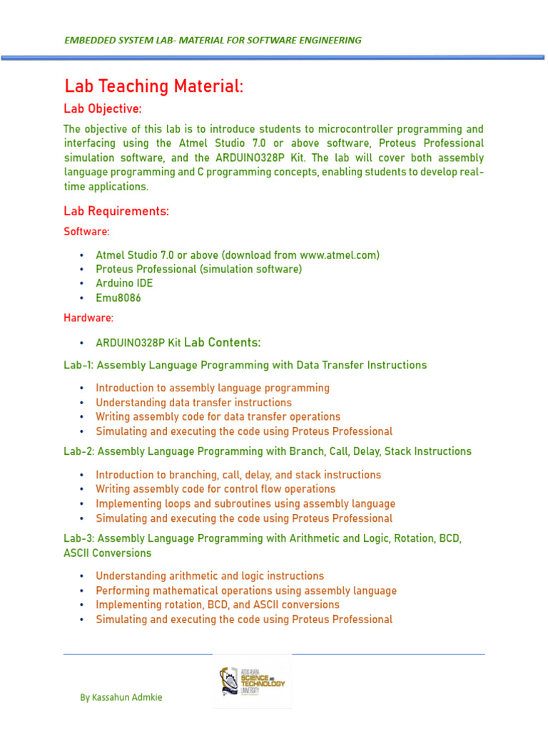 Embedded Systems Lab Guide for Students | PDF | Microcontroller ...