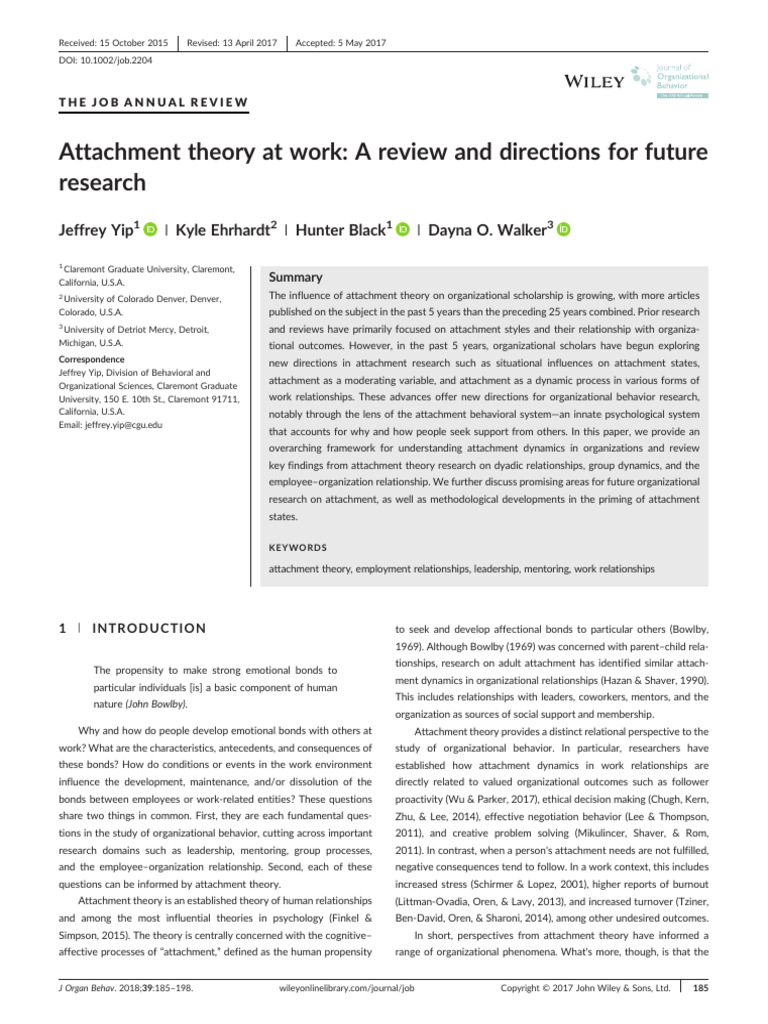 Attachment Theory at Work | PDF | Attachment Theory | Mentorship