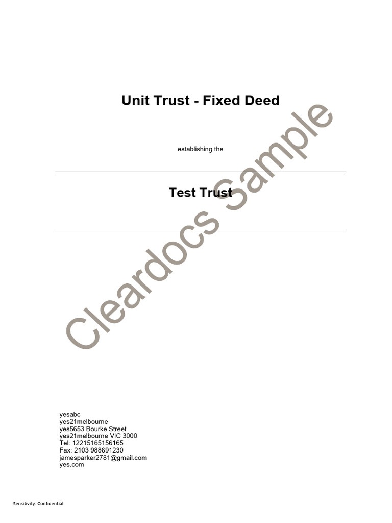 Unit Trust - Fixed Deed | PDF | Trustee | Deed