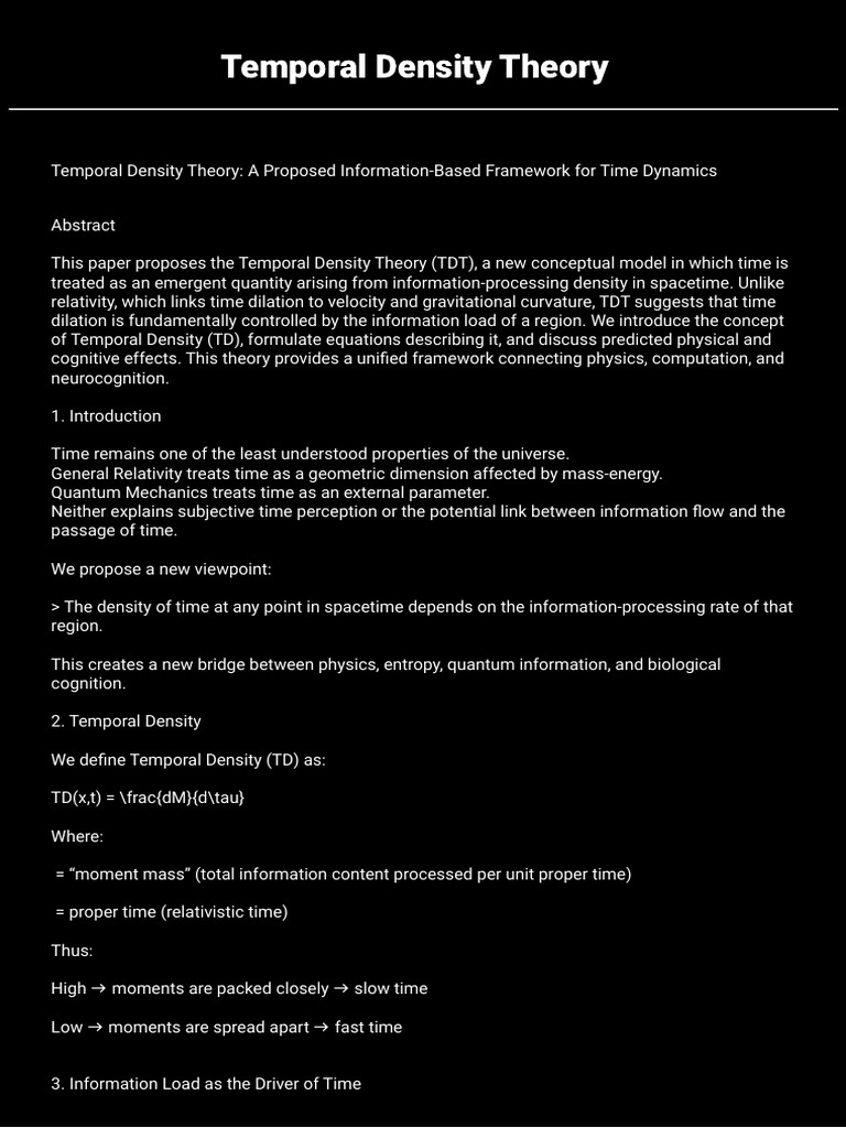 Temporal Density Theory Explained | PDF | Time | General Relativity