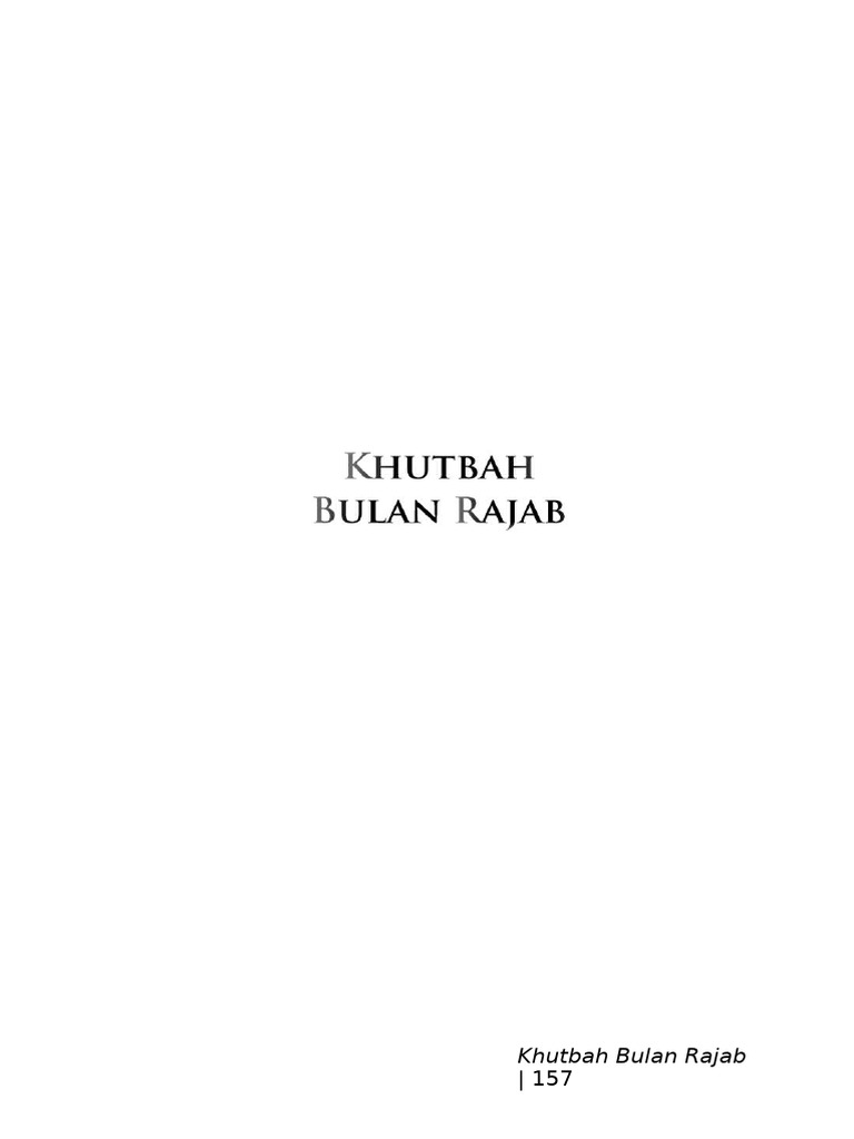 Khutbah Rajab: Pahala dan Ibadah | PDF