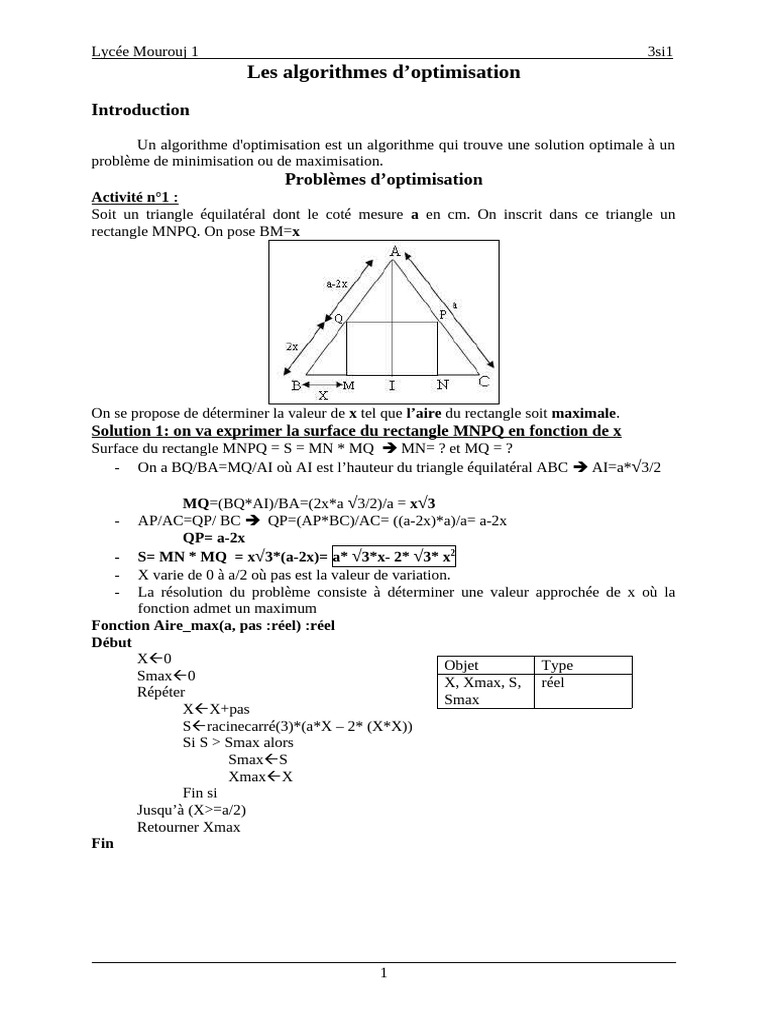 Algorithmes d'optimisation en géométrie | PDF | Optimisation ...