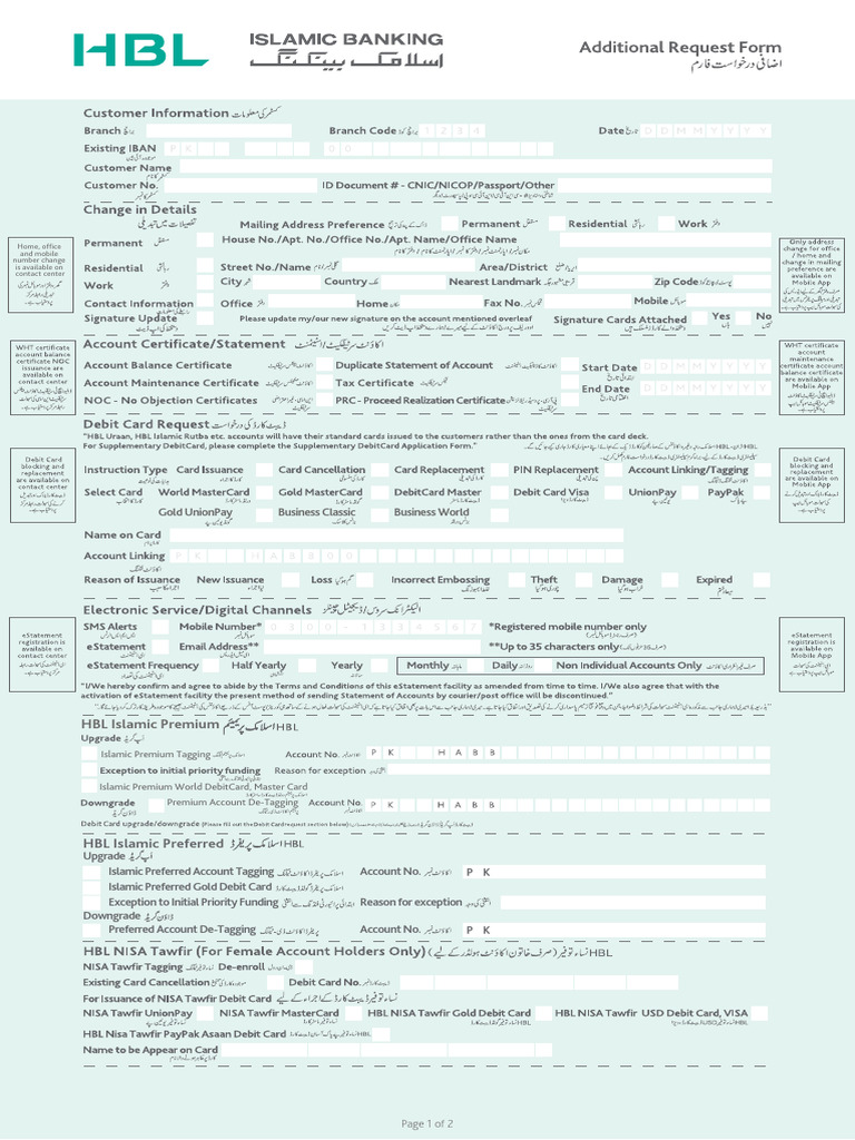 HBL Islamic Account Changes and Disclaimers | PDF | Debit Card | Banks