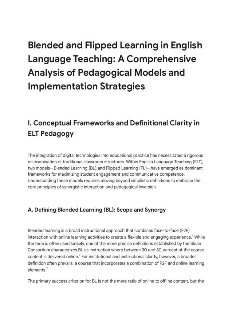 Blended vs. Flipped Learning in ELT | PDF | English As A Second Or ...