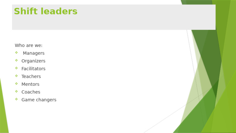 Shift Leaders | PDF
