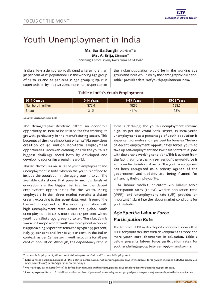 Youth Employment Challenges in India | PDF | Unemployment | Workforce