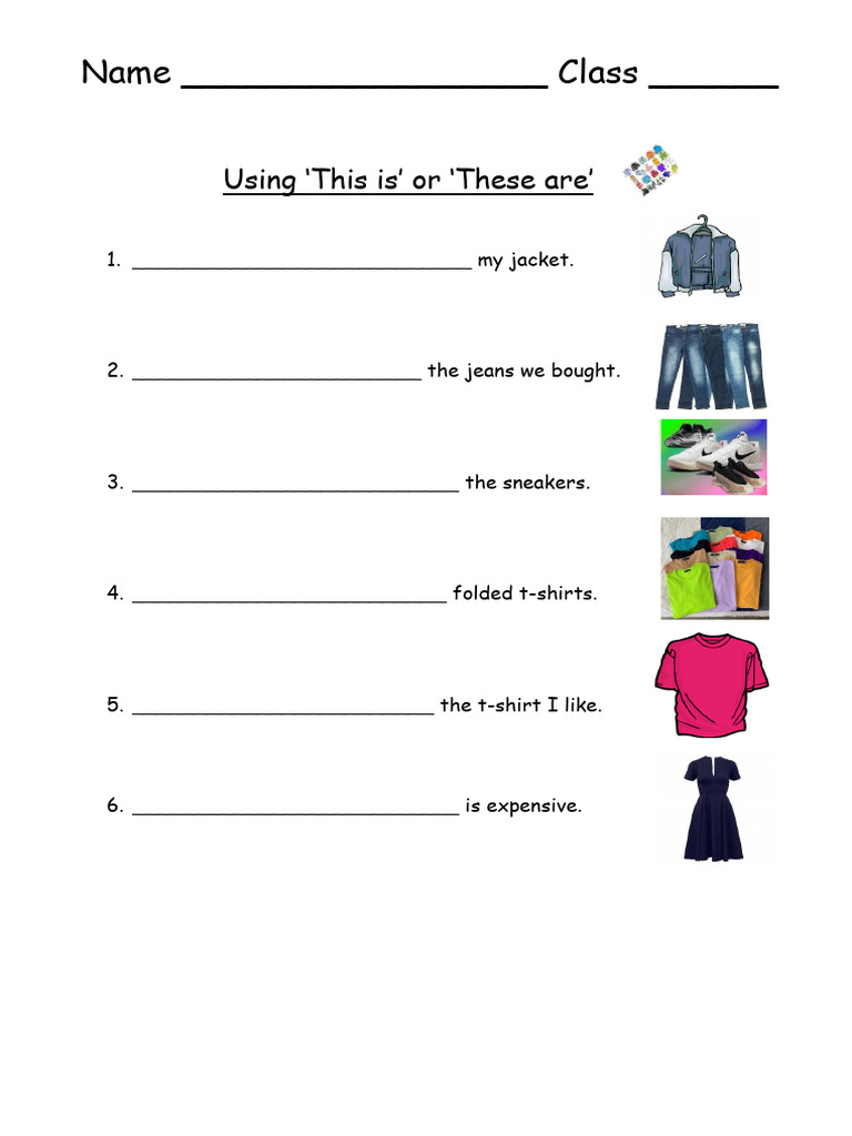 Name - Class - : Using This Is' or These Are' | PDF