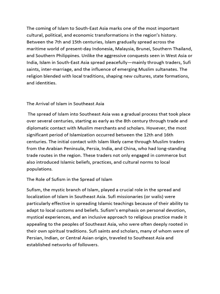 The Coming of Islam To South East KM | PDF | Southeast Asia | Sufism