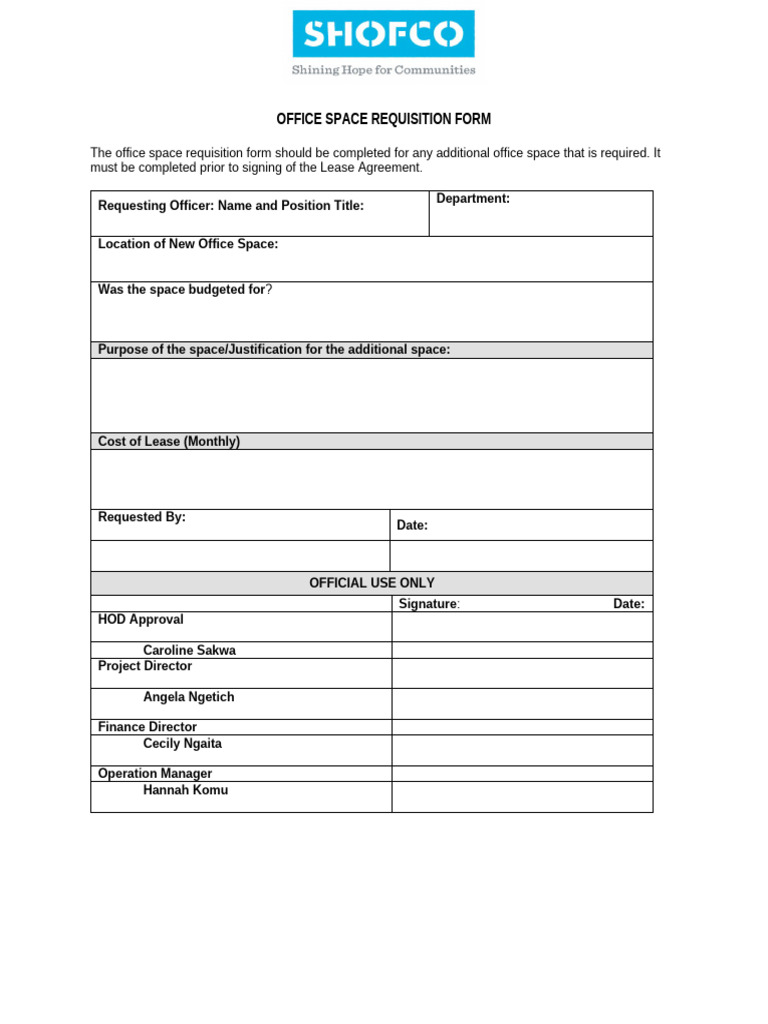 Office Space Requisition Form | PDF