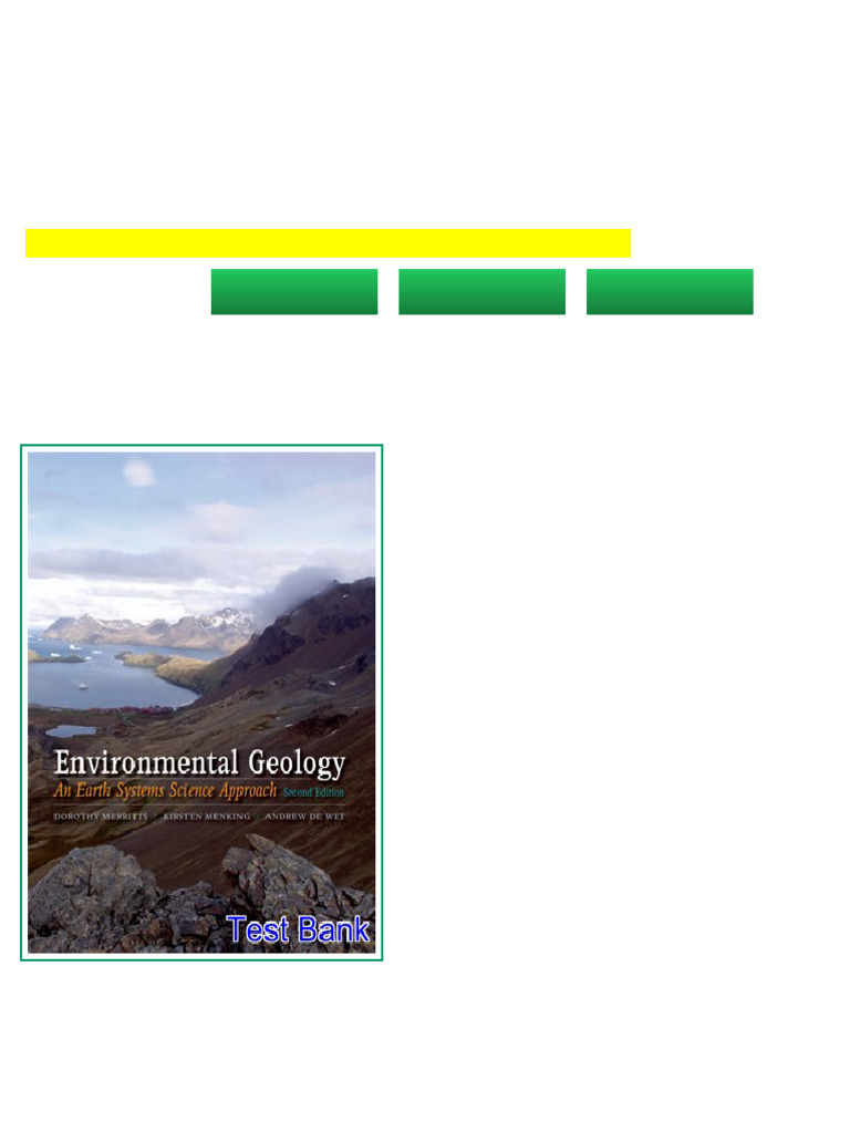 Environmental Geology An Earth Systems Approach 2nd Edition Merritts ...