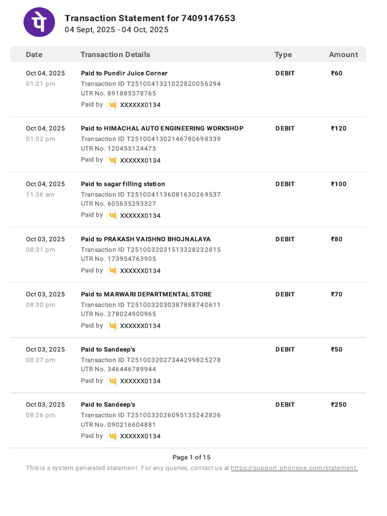 Transaction Statement Summary 7409147653 | PDF | Debit Card | Financial ...