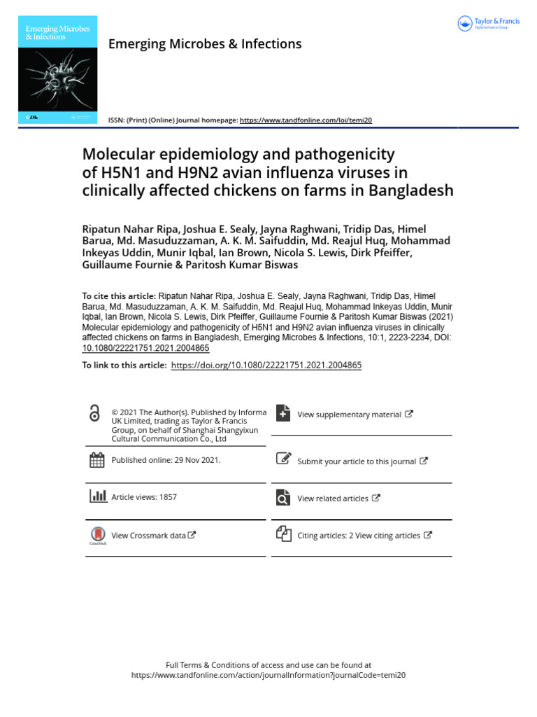 H5N1 and H9N2 Avian Flu in Bangladesh | PDF | Avian Influenza ...