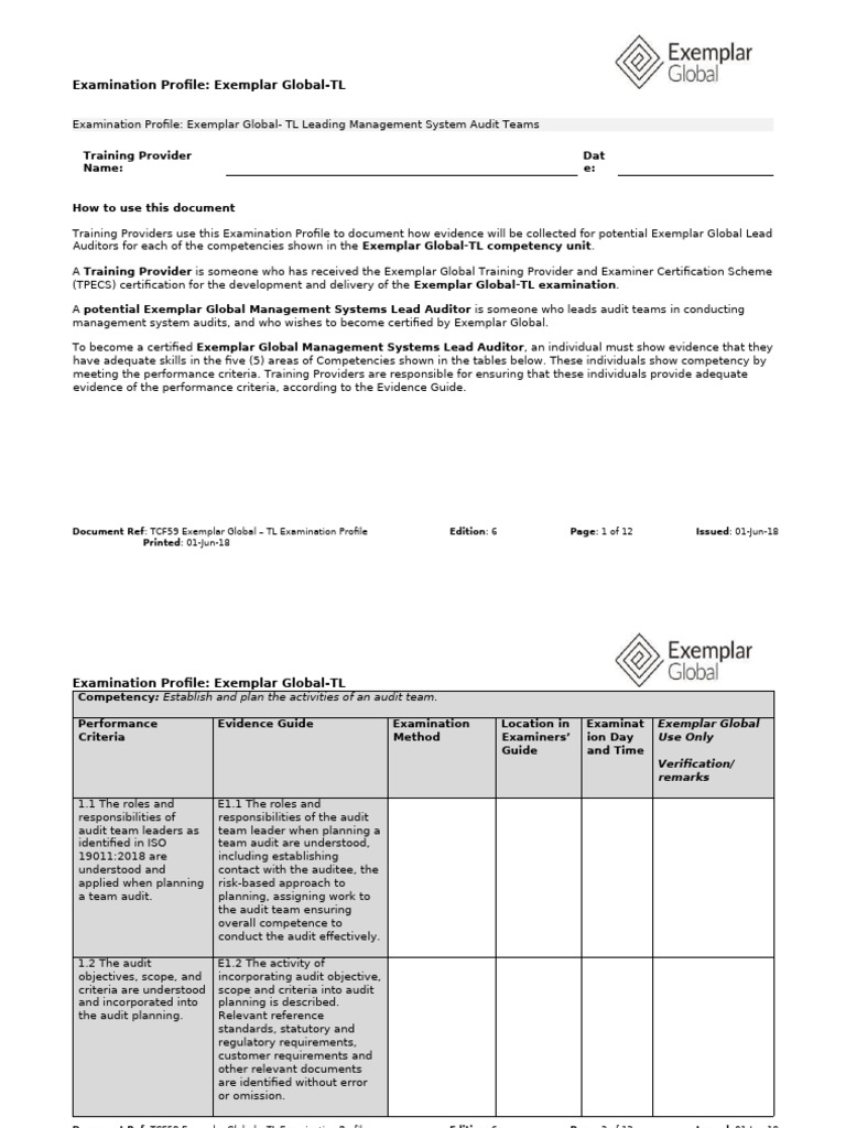 TCF59 Exemplar Global - TL Examination Profile Edition 6 01-Jun-18 ...