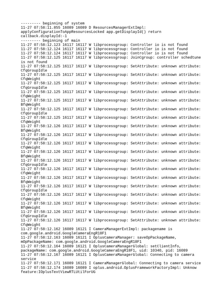 Android Camera Service Log Analysis | PDF | Computing | Software