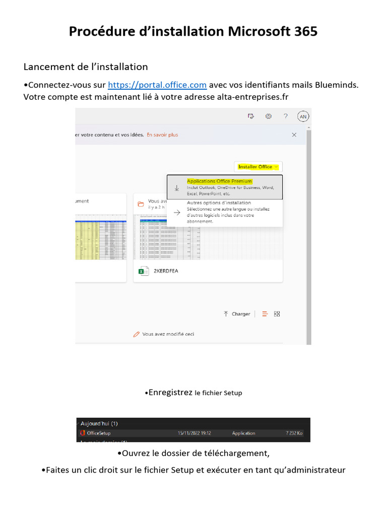 Installation de Microsoft 365 étape par étape | PDF