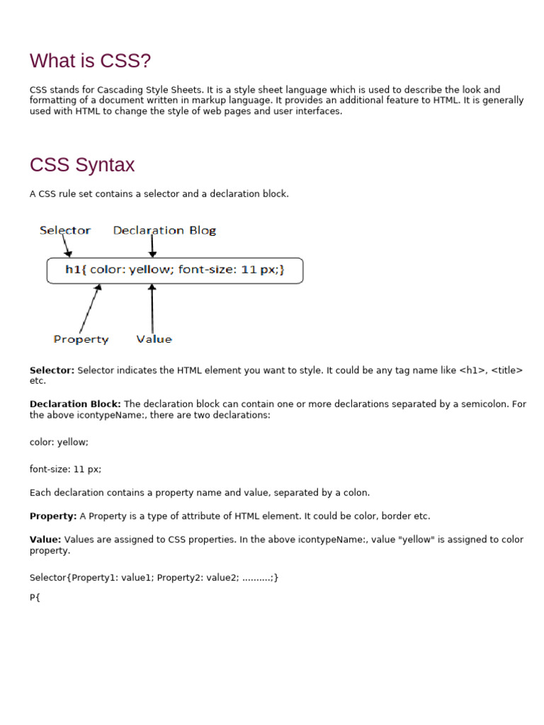 Understanding CSS Basics and Syntax | PDF | Html Element | Html