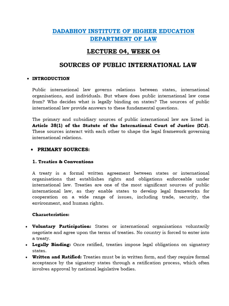 Sources of Public International Law Explained | PDF | International Law ...