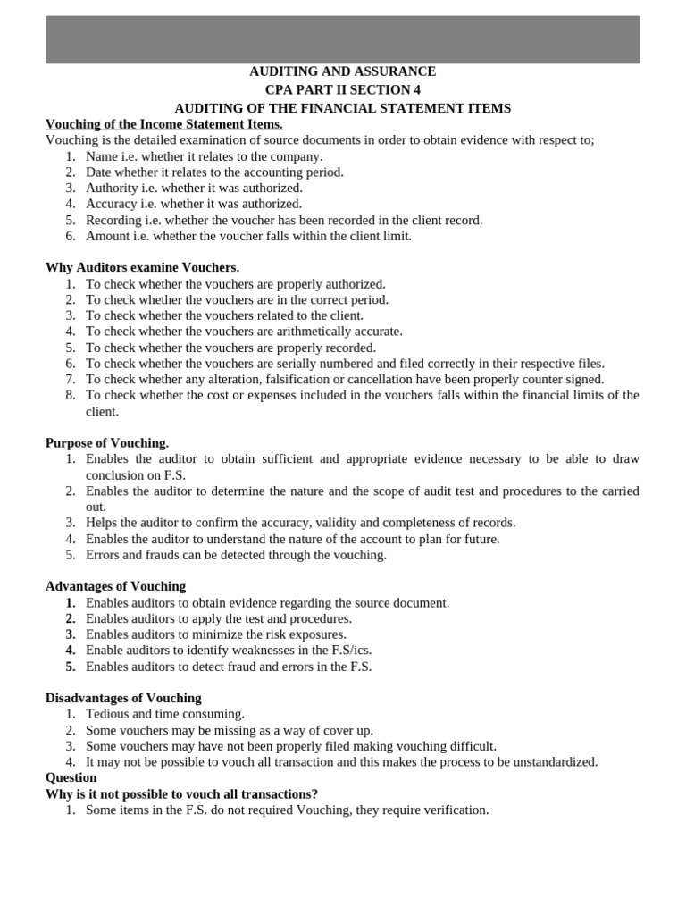 Vouching in Financial Statement Audits | PDF | Audit | Real Estate ...