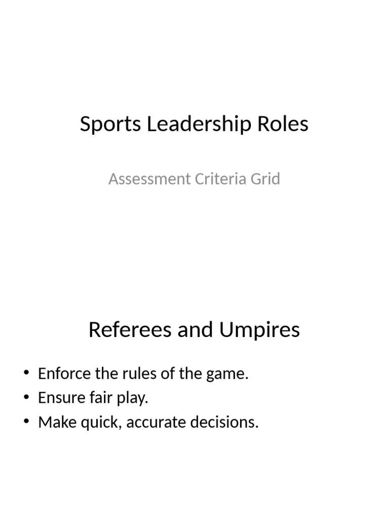 Sports Leadership Roles | PDF