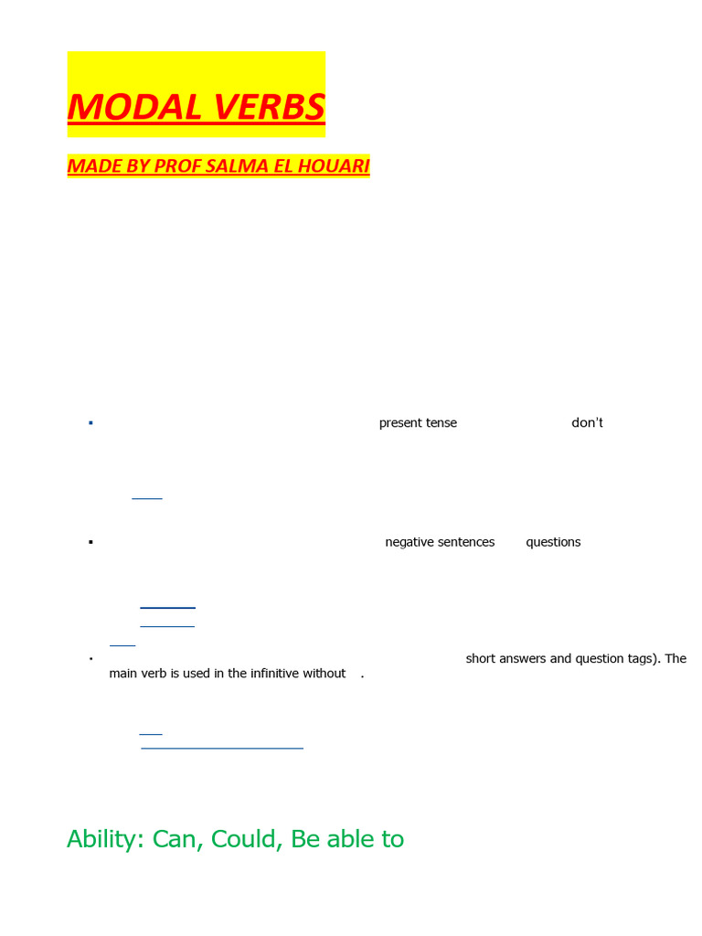 Understanding English Modal Verbs | PDF | Verb | Morphology