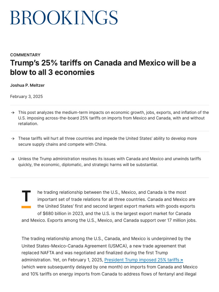 Trump's 25% Tariffs On Canada and Mexico Will Be A Blow To All 3 ...