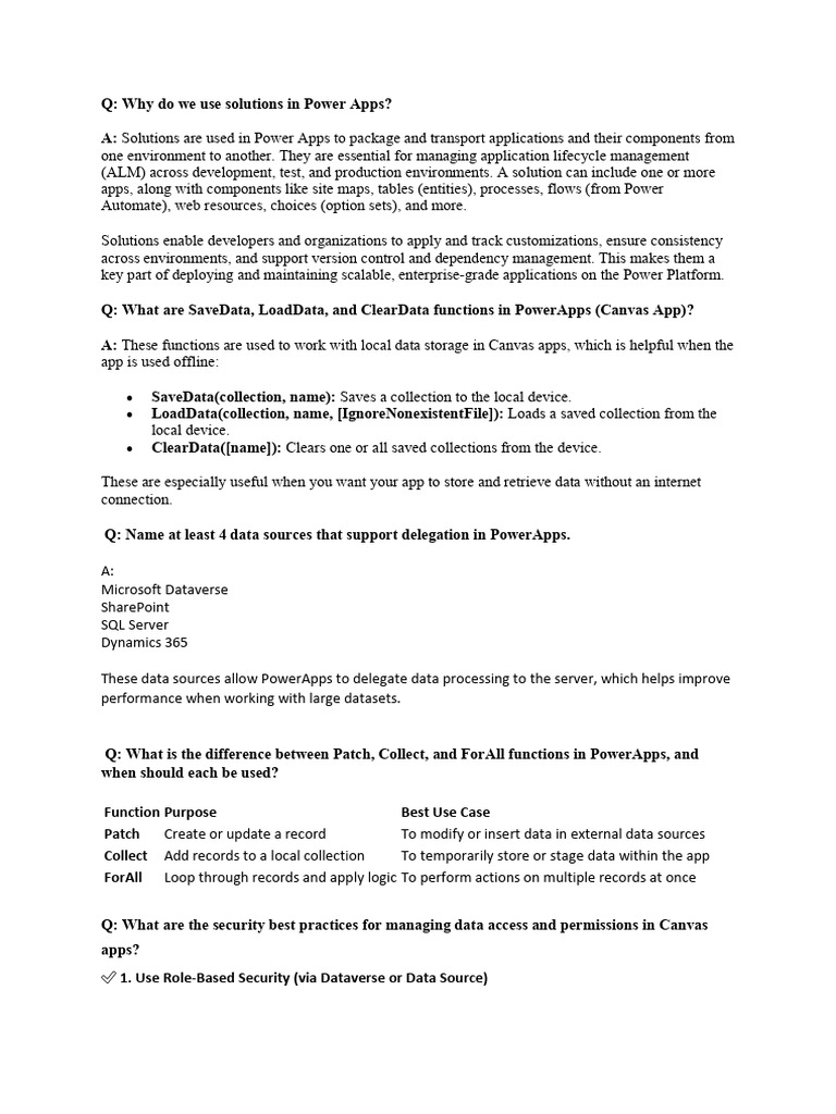 PowerApps Interview Q&A | PDF | Share Point | Computing