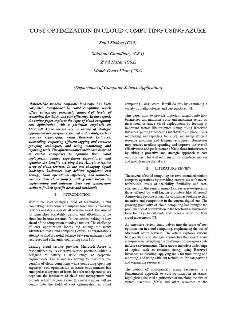Cost Optimization Using Azure | PDF | Cloud Computing | Microsoft Azure
