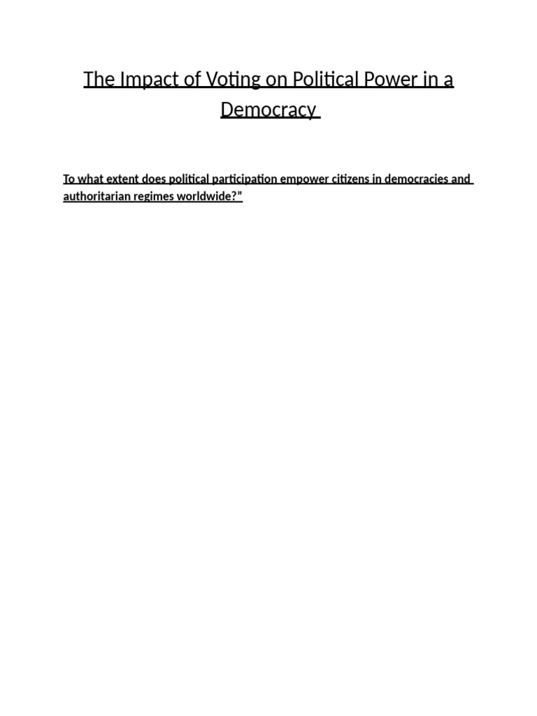 The Impact of Voting On Political Power in A Democracy | PDF