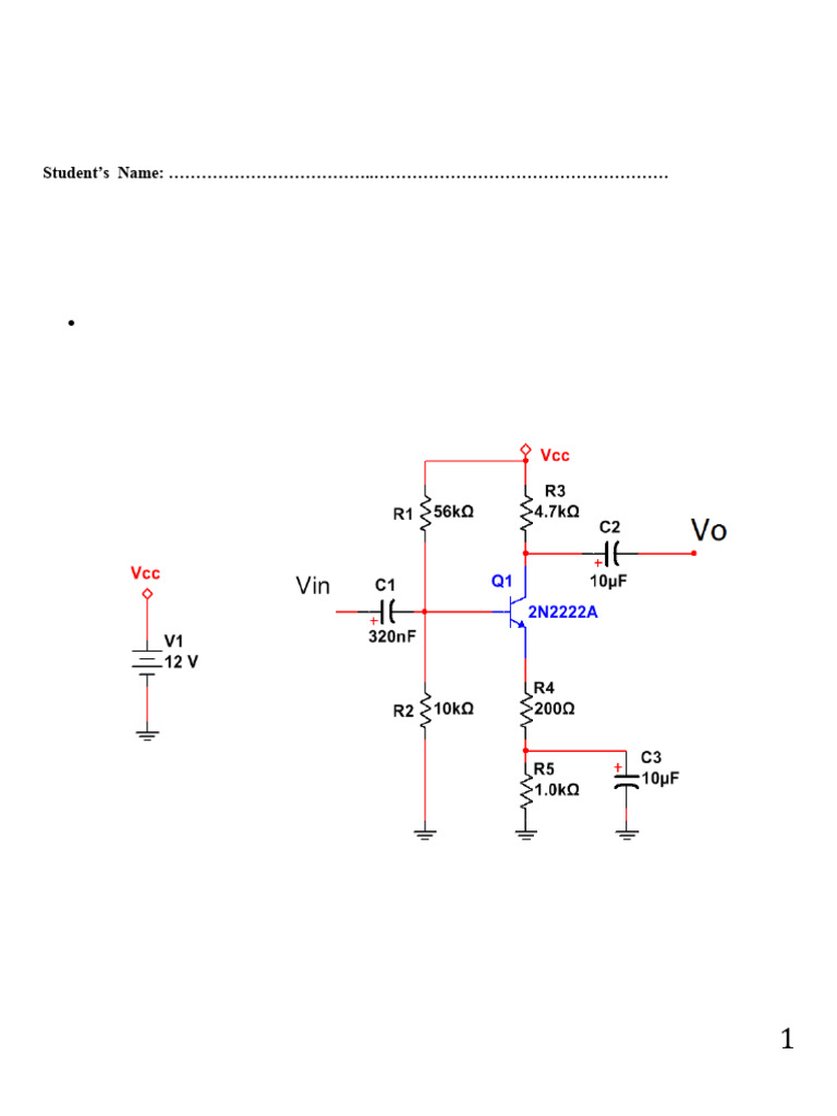 Common Emitter Amplifier Experiment Guide | PDF | Amplifier | Voltage
