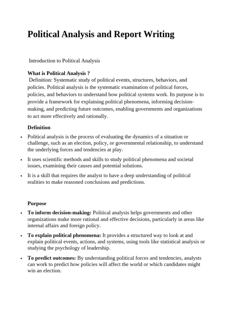 Political Analysis and Report Writing Guide | PDF | Political Science ...