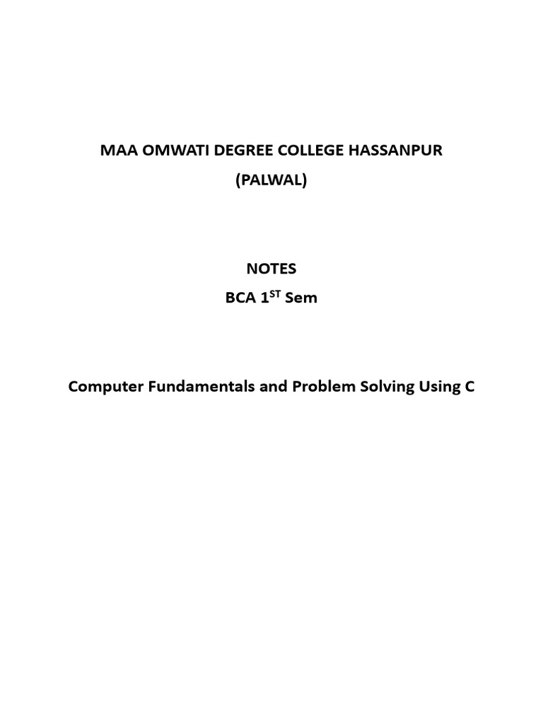 Computer Fundamentals for BCA 1st Sem | PDF | Network Topology ...