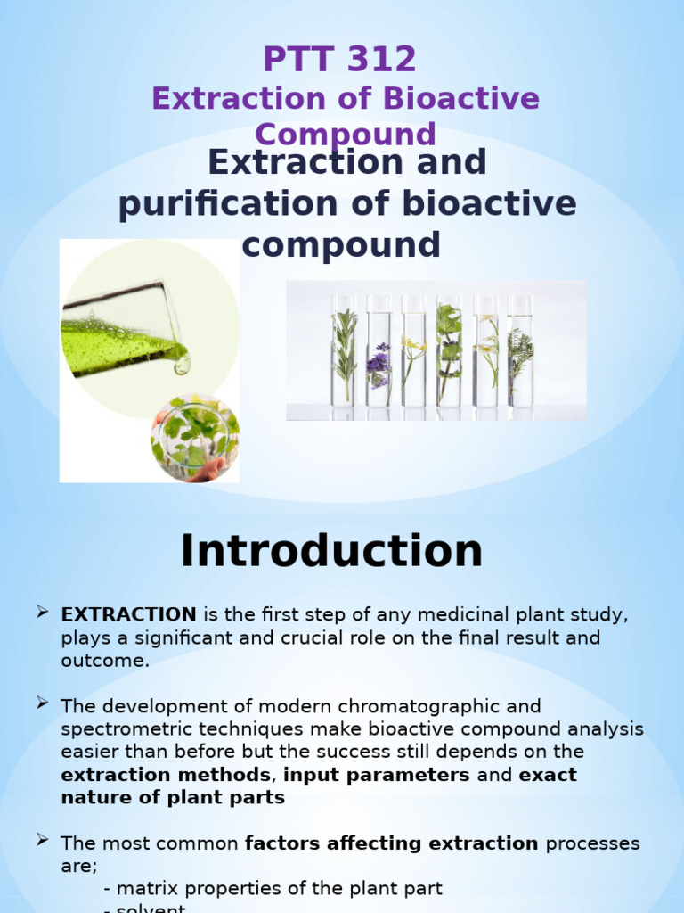 Bioactive Compound Extraction Methods | PDF | Supercritical Fluid | Solvent