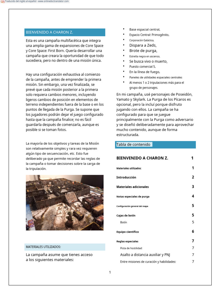 Welcome To Charon Z Core Space (Campaña Fan) Español | PDF