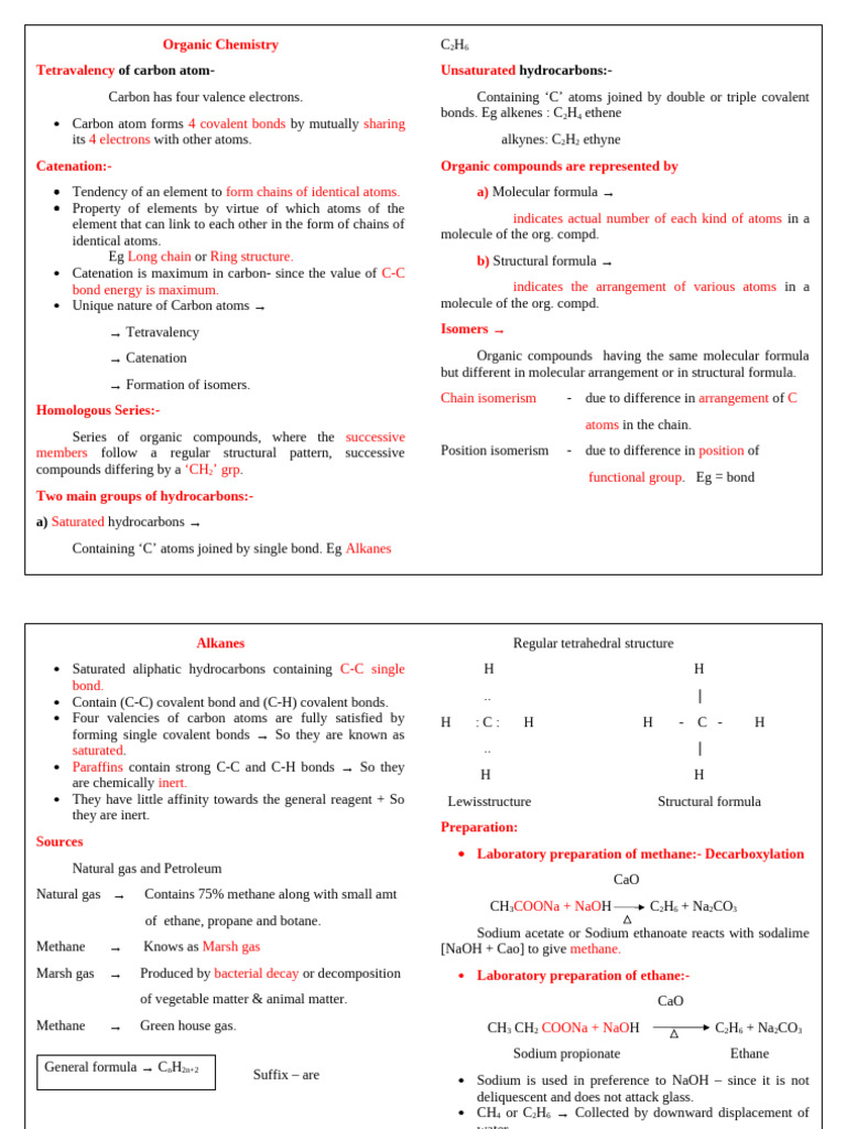 Organic Chemistry Notes | PDF | Alkene | Ethylene