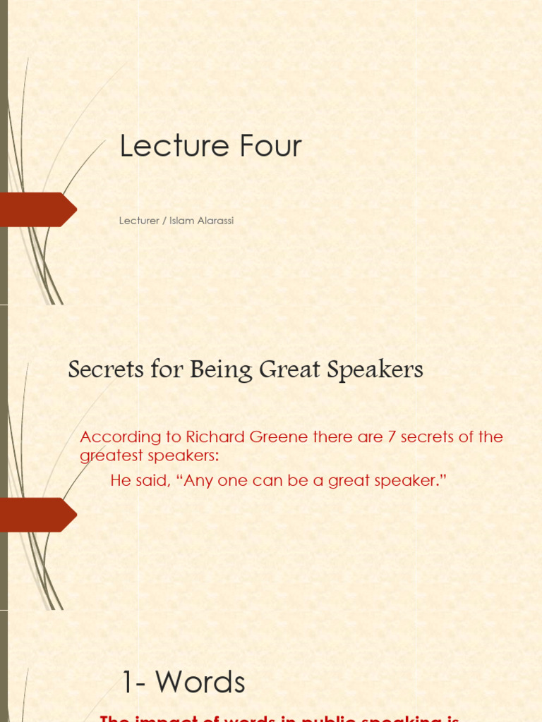 Secrets For Being Great Speakers | PDF