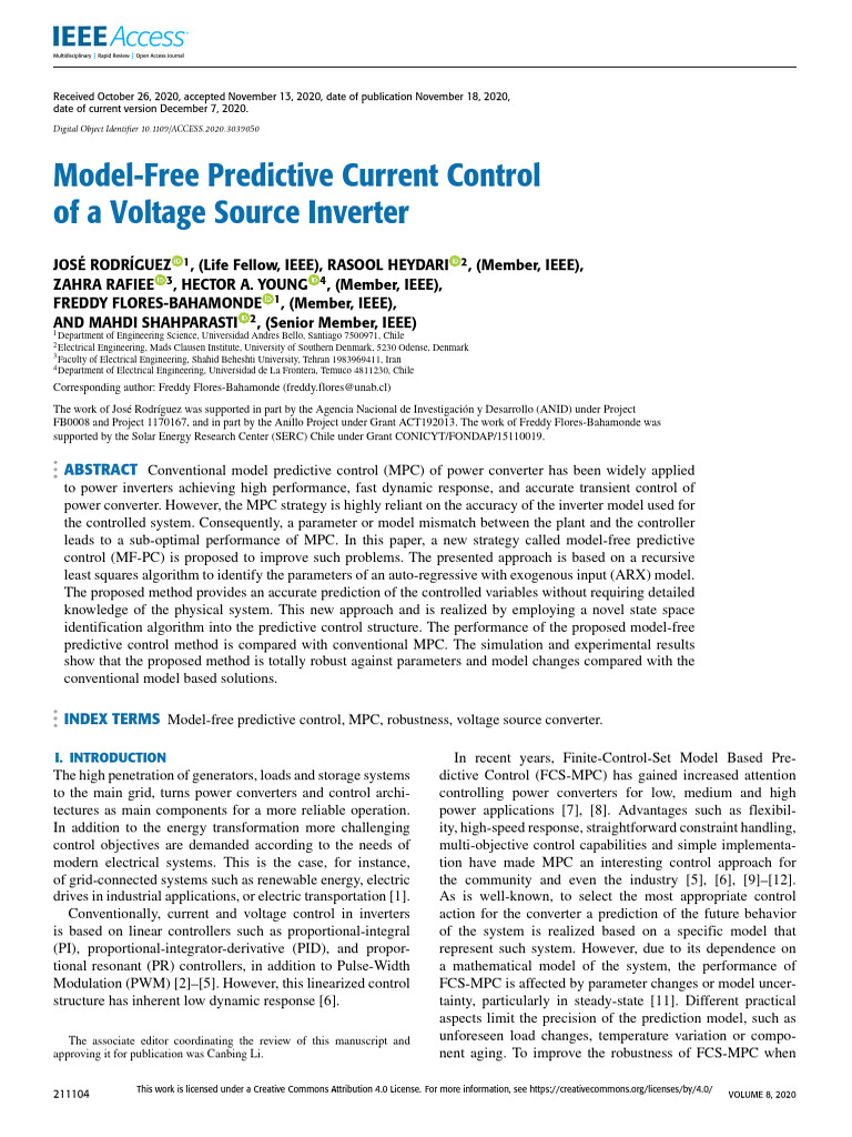 Model-Free Predictive Current Control of a Voltage Source Inverter ...