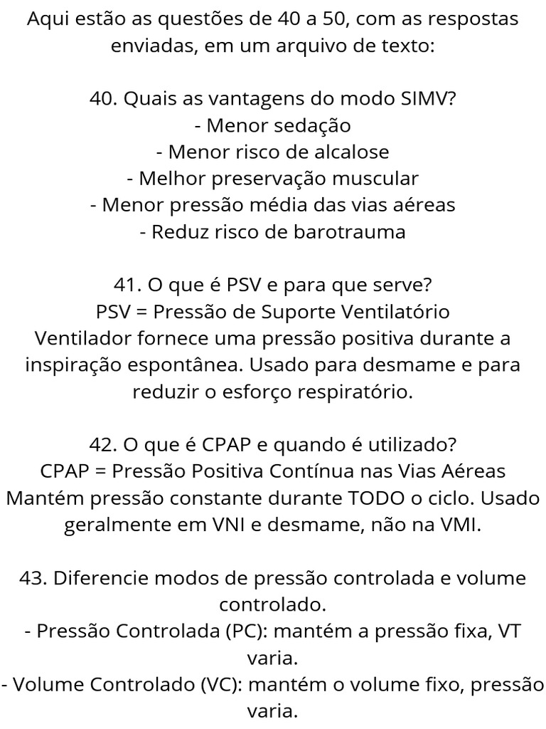 Modos de Ventilação: SIMV, PSV e CPAP | PDF