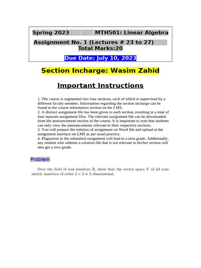 Asmgnt 2 Mth501 Sp23 | PDF