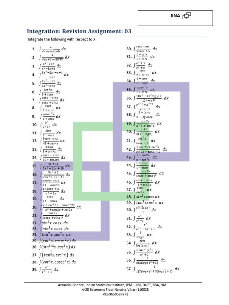 Integration Revision Assignment 03 | PDF