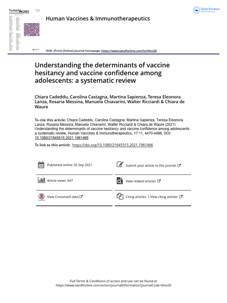 2021 Understanding The Determinants of Vaccine Hesitancy and Vaccine ...