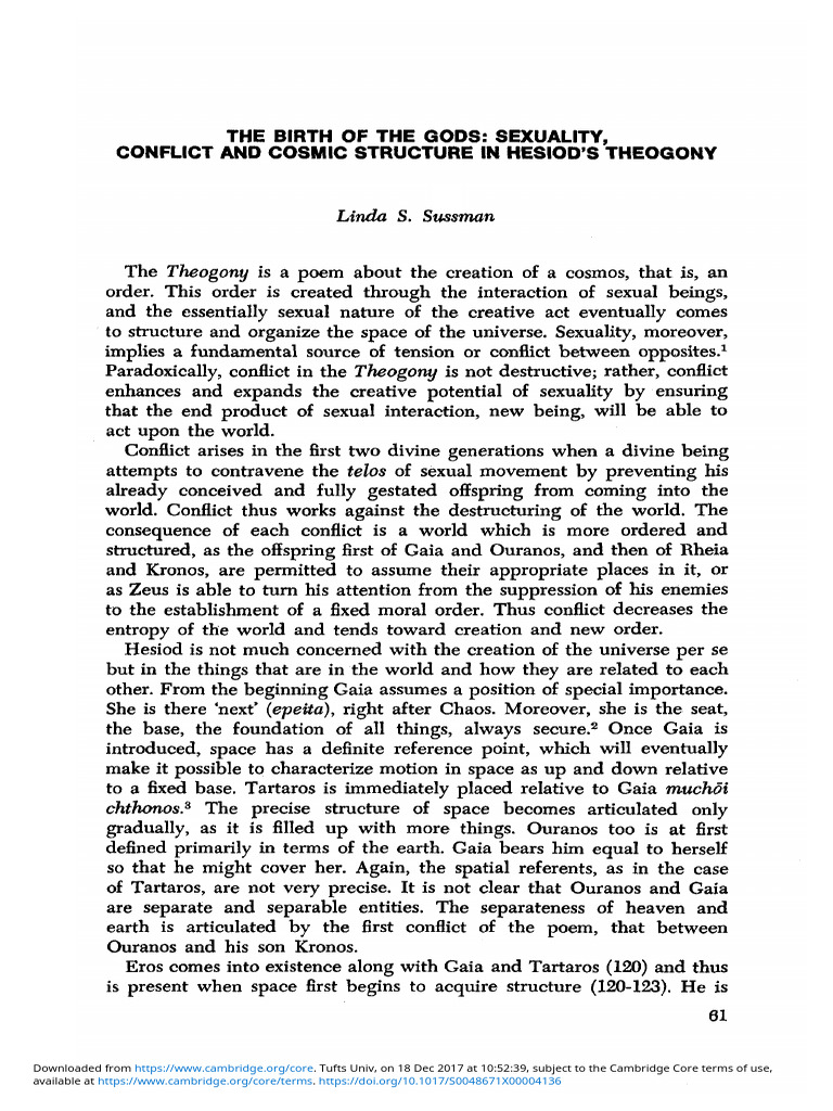 Sussman, The Birth of The Gods Sexuality, Conflict and Cosmic Structure ...