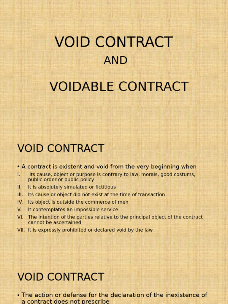 Understanding Void and Voidable Contracts | PDF | Business Law ...