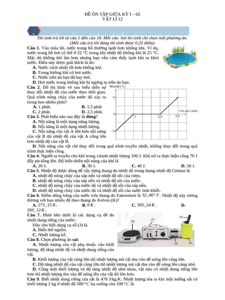 Đề Ôn Tập Giữa Kỳ i - Lí 12 - 02 - Học Sinh | PDF