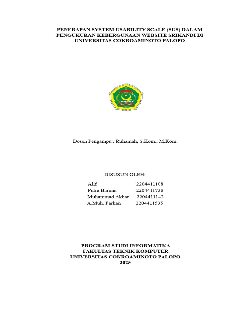 Evaluasi Usability Website Srikandi SUS | PDF