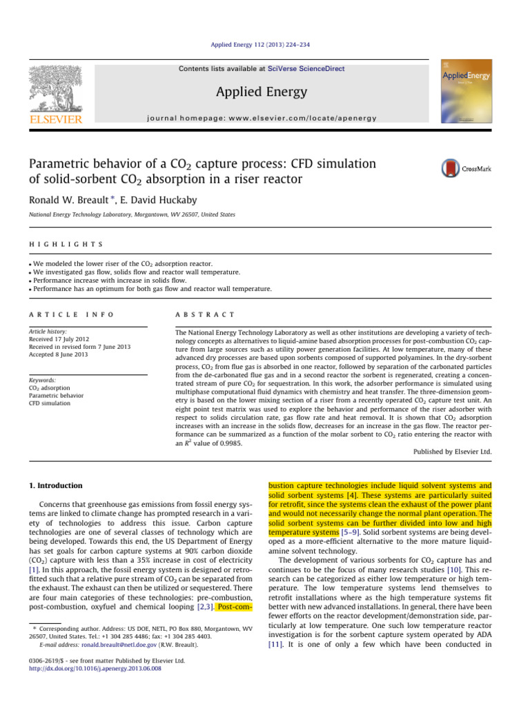 CFD Simulation of CO2 Capture Process | PDF | Gases | Adsorption