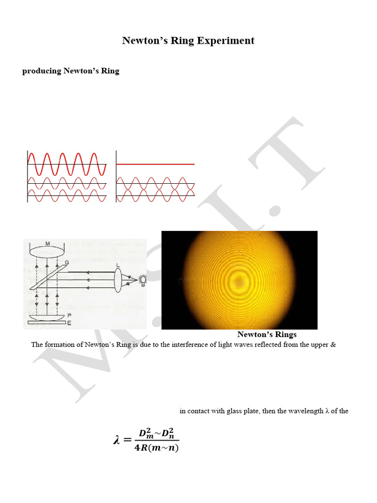 Expt PH OP 02 Newton's Ring | PDF | Waves | Physical Phenomena