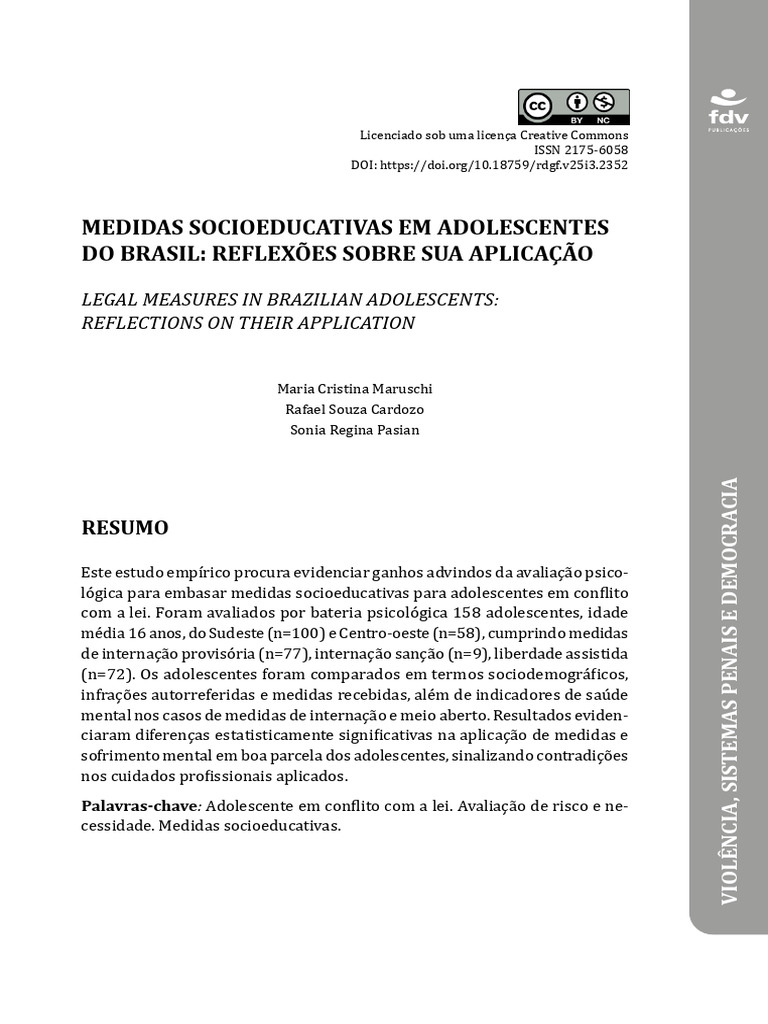 Medidas Socioeducativas para Adolescentes no Brasil | PDF ...